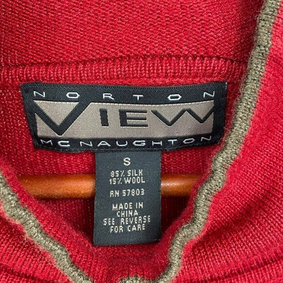 Norton McNaughton View Silk Wool Blend Cowl Neck Sweater Small Red - Picture 2 of 6